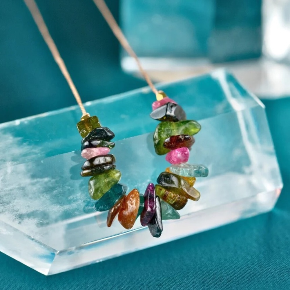 SoulKu RAINBOW TOURMALINE SEED NECKLACE FOR HAPPINESS